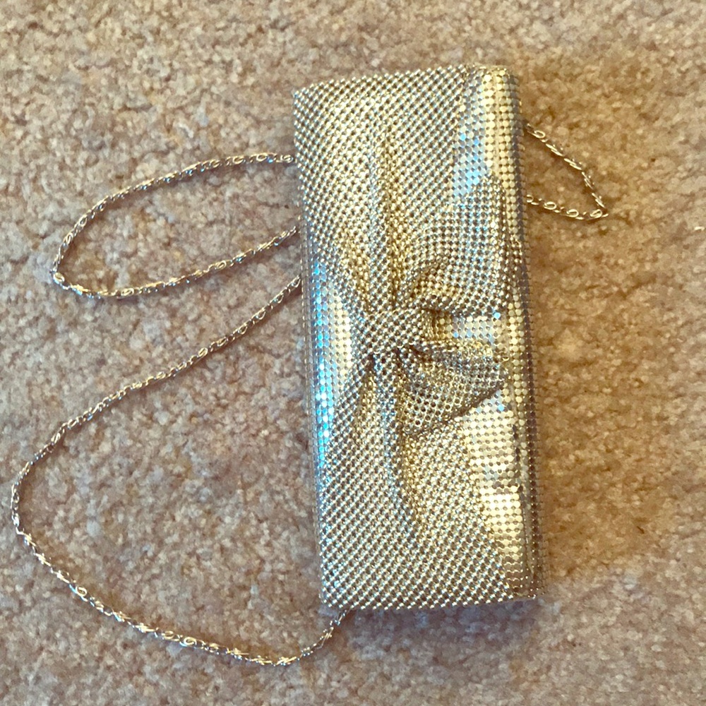 Light gold clutch purse  with optional chain strap